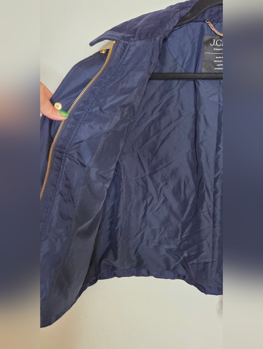 J.Crew Signature Puffer Vest In Navy With Navy Corduroy Collar - Picture 13 of 16